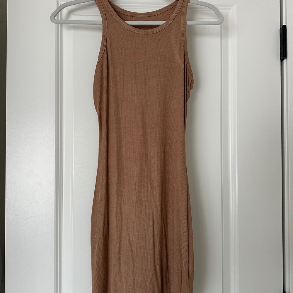 Amazon Tan Ribbed Mini Dress - Picture 4 of 5